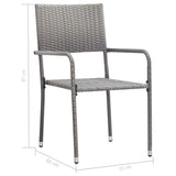 3 Piece Garden Dining Set Poly Rattan & Solid Acacia Wood Grey 3059464