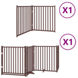 Dog Gate with Door Foldable 6 Panels Brown 480 cm Poplar Wood 3155749