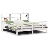 Bookcase Bed without Mattress White 180x200 cm Super King Solid Wood Pine 3322764