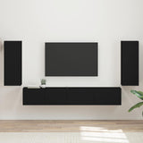 TV Cabinet Set 4 pcs Black Engineered Wood 3409160