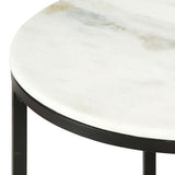 Coffee Table White and Black 65 cm Real Solid Marble 286410