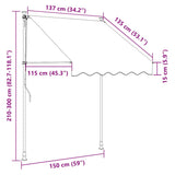 Manual Retractable Awning with LED 150 cm Orange and Brown 145877