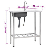 Camping Sink Single Basin with Tap Stainless Steel 151213