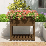 ZNTS Planter with Shelf Honey Brown 82.5x82.5x81 cm Solid Wood Pine 823797