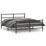 Metal Bed Frame without Mattress with Footboard Black 160x200cm 355386