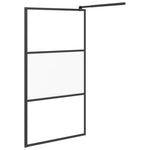 Walk-in Shower Wall 100x195 cm Half Frosted ESG Glass Black 151874