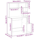 Desk with Shelves Artisan Oak 100x45x140 cm Engineered Wood 860444