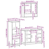 ZNTS 3 Piece Bathroom Furniture Set Brown Oak Engineered Wood 3301064