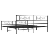 Metal Bed Frame without Mattress with Footboard Black 193x203cm 355291