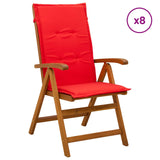 Reclining Garden Chairs 8 pcs Natural Solid Acacia Wood 3434480