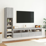 4 Piece TV Wall Units with LED Grey Sonoma Engineered Wood 3216716