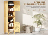 Multi-Storage Bamboo Door Bathroom Cabinet - Natural Finish T3398P423557