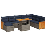 11 Piece Garden Sofa Set with Cushions Grey Poly Rattan Acacia 3327750