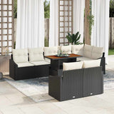 Garden Sofa Set with Cushion Manual 9 pcs Black and Cream 3349851