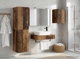 Bathroom Furniture Set 5 pcs Old Wood Engineered Wood and Glass 3407269