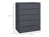 5-Drawer Modern Dresser, High Gloss Storage Drawer Unit for Bedroom, Grey T3398P330349