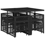 9 Piece Garden Dining Set with Cushions Black Poly Rattan 3210775