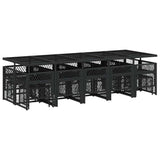 15 Piece Garden Dining Set with Cushions Black Poly Rattan 3210811