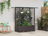 Raised Bed with Trellis and Roof Brown 124 x 40 x 138 cm PP 42032524