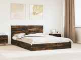 Storage Bed with Drawer Smoked Oak 140 x 200 cm Engineered Wood 3409556