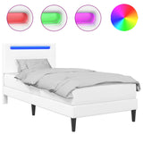 Bed Frame with LED Strip Lights White 90 x 190 cm Faux Leather 3415284