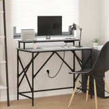 Desk with Shelf Grey Sonoma 100 x 50 x 86.5 cm Engineered Wood 859398