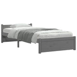 Bed Frame without Mattress Grey Solid Wood 75x190 cm Small Single Small Single 815006