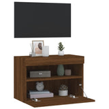 TV Wall Cabinet with LED Lights Brown Oak 60x30x40 cm 837195