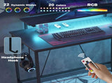 Reversible 'L' LED Light Gaming/Work Desk - Black T3398P555134