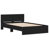 Bed Frame Black Engineered wood and plywood Double Bed Frame 3207491