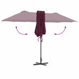 Garden Parasol Bordeaux Red 370 x 197 x 239 cm 42003373