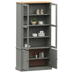 Glass Display Cabinet VIGO Grey 85x35x170 cm Solid Wood Pine 353195