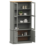 Glass Display Cabinet VIGO Grey 85x35x170 cm Solid Wood Pine 353195