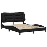 Bed Frame without Mattress "Hvar" Black 135x190 cm Double Faux Leather 3208050