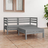3 Piece Garden Lounge Set Grey Solid Pinewood 3082394