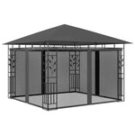 ZNTS Gazebo with Mosquito Net&LED String Lights 3x3x2.73m Anthracite 3070316