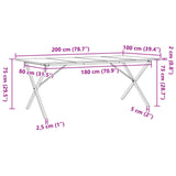 ZNTS Dining Table X-Frame 200x100x75 cm Solid Wood Pine and Steel 3282701