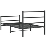 Metal Bed Frame without Mattress with Footboard Black 100x200cm 355378