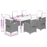 7 Piece Garden Dining Set with Cushions Grey Poly Rattan 3212447