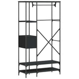 Clothes Rack with Shelves Black Engineered Wood 847859