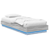 Bed Frame with LED Grey Sonoma 80 x 200 cm Engineered Wood 8009007