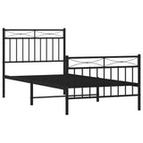 Metal Bed Frame without Mattress with Footboard Black 90x200cm 373702