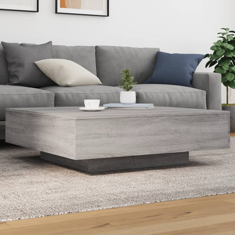 ZNTS Coffee Table with LED Lights Grey Sonoma 100x100x31 cm 836607