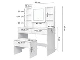White, hemp surface particle board with triamine, 2 drawers and 4 shelves, dressing table set, LED 74629101