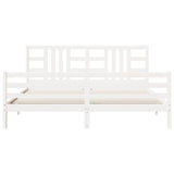 Bed Frame without Mattress White 200x200 cm Solid Wood 3193942