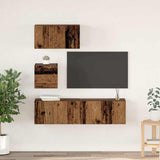 TV Cabinet Set Wall-mounted 4 pcs Old Wood Engineered Wood 3393147