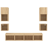 8 Piece TV Wall Units with LED Sonoma Oak Engineered Wood 3216592