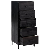 Chest of Drawers Black 42x35x110 cm Solid Pinewood 349928