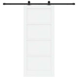 Sliding Door White and Black 86 x 198.5 cm Solid Pine Wood 3333371