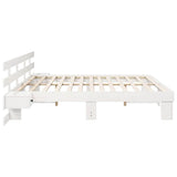 Bed Frame with Headboard White 200 x 200 cm Solid Pine Wood 3385677